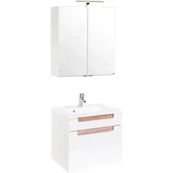 Produktbild Held Badezimmer Held Möbel Siena, Weiß, Sonoma Eiche, Holzwerkstoff, 2 Fächer, 1 Schublade(n),2 Schublade(n) Schubladen, F, 60x54x47 cm, Made in Germany, hängend, Badezimmer, Badmöbelsets & Badmöbelserien, Badmöbel-Sets