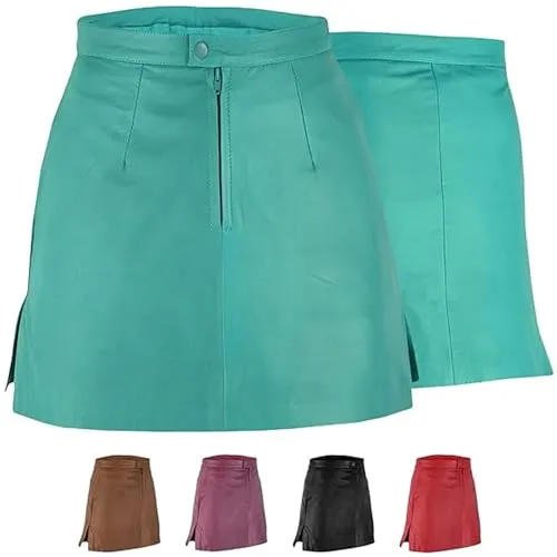 Trendiger Mini Lederrock aus Lammnappa Business Rock Echtleder 42, Grün