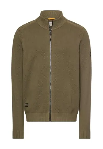 camel active Herren Strickjacke mit Stehkragen Olivgrün, Größe 3XL - Bequeme Strickjacke aus 100% Baumwolle mit Stehkragen für optimalen Windschutz. Ideal für lässige Outfits. Regular Fit für angenehmen Tragekomfort.