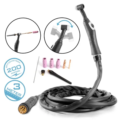 Produktbild STAHLWERK WIG Schweißbrenner WP26F mit 3m Schlauchpaket