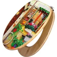 Banjado Design WC Sitz Bambus mit Fahrradmotiv - Vielseitiger Toilettensitz aus robustem Bambus mit ansprechendem Fahrradmotiv. Die schutzlaminierte Oberfläche sorgt für Kratzfestigkeit und einfache Reinigung. Ideal für gängige Toilettenschüsseln.