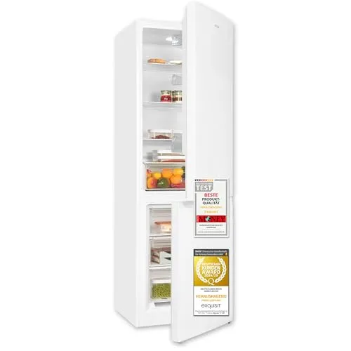 Exquisit KGC5320-95-E-040C Kühl-Gefrierkombination - Kühlschrank mit 315 Litern, 4-Sterne-Gefrierfach und Alarm-Funktion für optimale Konservierung. Ideal für große Haushalte, leise mit nur 40 dB(A) und energieeffizient.