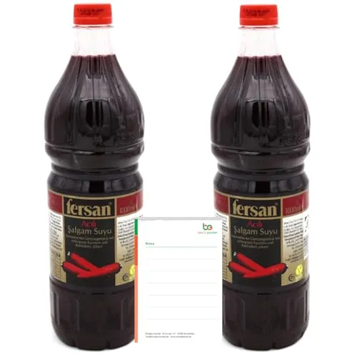 Fersan Salgam Scharf 2er-Pack (2 x 1 L) – Fermentiertes Steckrübensaft Getränk, Scharf und Vegan + Ben's Garden Notizblock Set