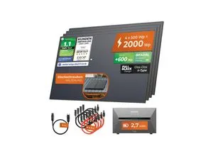 Solarway® All In One Balkonkraftwerk 2000W mit Speicher - Effizientes Balkonkraftwerk mit 500W bifazialen Solarmodulen und 2,7 kWh Anker Solix 3 PRO Speicher. Komplettset für einfache Installation und nachhaltige Energiegewinnung.