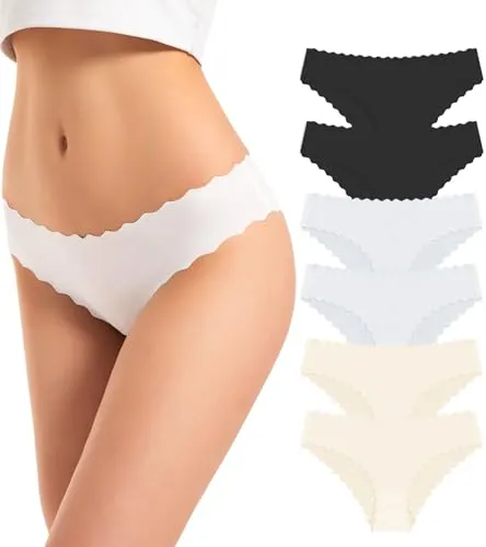 TANSTC Unterhosen Damen Nahtlose Atmungsaktiv Unterwäsche Frauen Schlüpfer Brazilian Slips Damen Panties Hipster Pantys Stretch Damenunterwäsche Schwarzer Und Weißer Hautton 6er Pack S