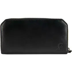 Carhartt Leder Clutch Geldbörse für Damen - Schwarz - Einheitsgröße - Elegante Clutch aus vollnarbigem Leder mit zehn Kartenfächern und praktischem Reißverschluss-Innenfach. Ideal für den stilvollen Alltag.
