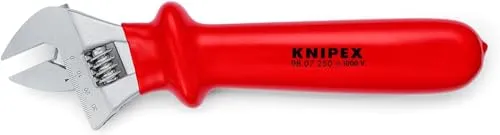 Knipex 98 07 250 Rollgabelschlüssel 30mm - Zangenschlüssel mit parallel geführten, glatten Greifbacken für präzises Greifen. Stufenlos einstellbare Schlüsselweite und Skalierung für einfache Handhabung.
