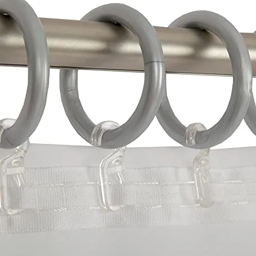 Bestlivings Gardinenringe (Ø40mm) mit Faltenleghaken im 50er Pack, ideal für Gardinenstangen bis Ø28mm (Silber), für Vorhänge und Gardinen - Ringe mit Faltenhaken