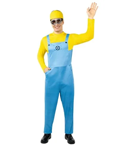 Funidelia Offizielles Minions Dave Kostüm für Erwachsene, Enthält Overall, Mütze und Brille - Outfit für Erwachsene für Partys, Karneval und Halloween - Einheitsgröße