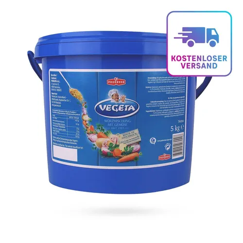 Vegeta Würzmischung (5 kg) - Kräuter für unvergleichliche Geschmackserlebnisse! Die hochwertige Mischung aus Gewürzen und Gemüse verleiht Ihren Gerichten schnell eine aromatische Note – ideal für Suppen, Saucen und mehr.
