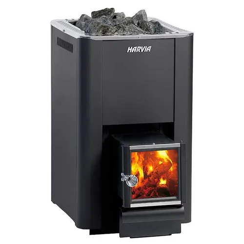 Holz-Saunaöfen Harvia 20 Pro SL black - Vielseitiger Holz-Saunaofen für kleine und mittlere Saunen, kombiniert Ofen und Kamin. Genießen Sie Wärme und Dampf in einem eleganten Design. Ideal für entspannte Saunagänge!