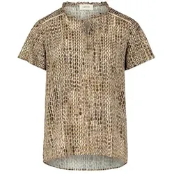 Cartoon Blusentop Kurzarm Bluse Braun Größe 42 - Leichtes Blusentop aus 100% Viskose, perfekt für warme Tage und vielseitig kombinierbar.