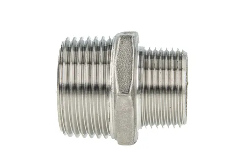 tecuro Gewindefitting Reduktions-Doppelnippel AG/AG Edelstahl V4A (AISI 316), 3/4 x 1/2 Zoll