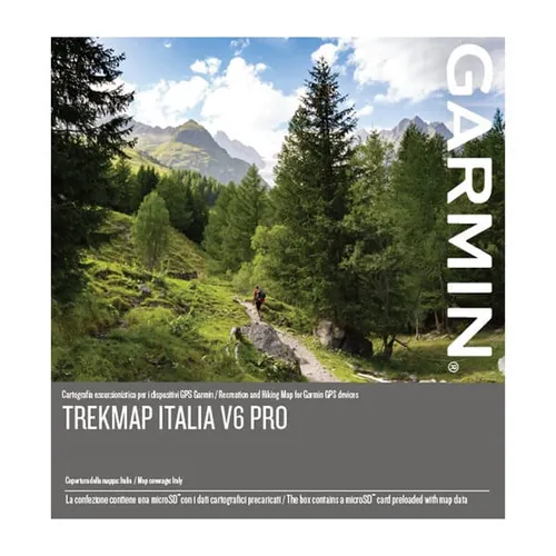TrekMap Italia v6 PRO microSD-Speicherkarte - Navisoftware mit detaillierten Freizeitkarten für Italien. Perfekt für Wanderer und Bergsteiger, um vielfältige Routen von den Alpen bis Sizilien zu planen.