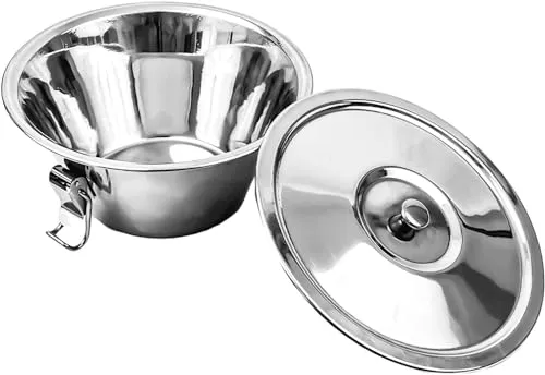 Arga - Wasserbadform - Puddingform mit Deckel - Förmchen für Pudding - Puddingformen zum Stürzen - Creme Brulee Schälchen, Souffle Förmchen - Edelstahl - 16 cm