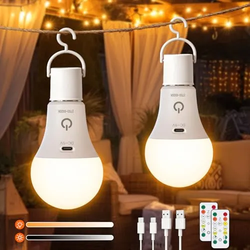 Ketom E27 Aufladbare Glühbirne mit Fernbedienung – 2 Stück LED Lampen, Dimmbar & mit Timer