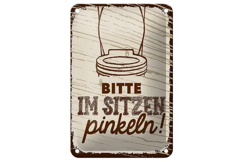 Produktbild Blechschild Spruch lustig Bitte im sitzen pinkeln 12x18 cm Schild