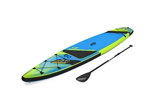 Bestway Hydro-Force SUP Touring Board-Set Aqua Excursion 381 cm - Touring-SUP 381 x 79 x 15 cm, maximale Belastbarkeit von 160 kg, ideal für lange Touren im flachen Wasser mit vielseitigem Zubehör für perfekten Komfort.