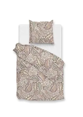 Zo!Home Cotton Bettwäsche 155x220 Fe Multi Paisley weiß grün violett lachs