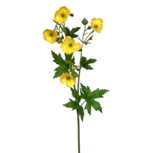 Floratexx Künstliche Butterblume 48cm GELB. Künstliche Blumen in Gelb Kunstblume Kunstpflanze künstliche Wiesenblume Feldblume gelbe Blumen