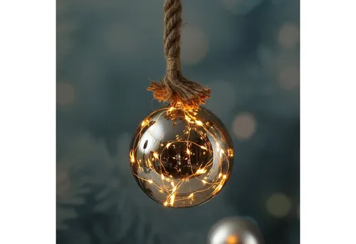 MARELIDA LED Dekolicht Glaskugel JUTTA mit Timer in grau von Marelida