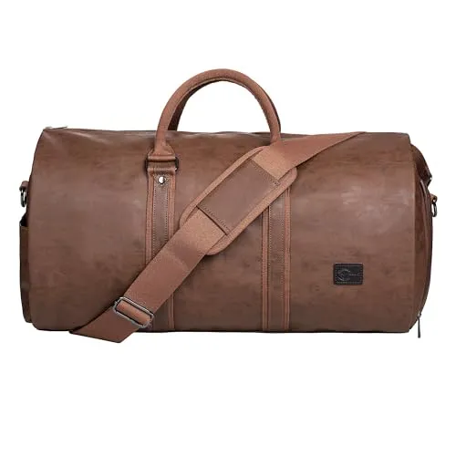 seyfocnia Anzugtasche Herren Kleidersack, Wandelbare Reise-Kleidertasche mit Fächern, 3-in-1 Handgepäcktasche, Faltbare Weekender Reisetasche, Kleidersack für Anzug für Herren, Klassisch Braun