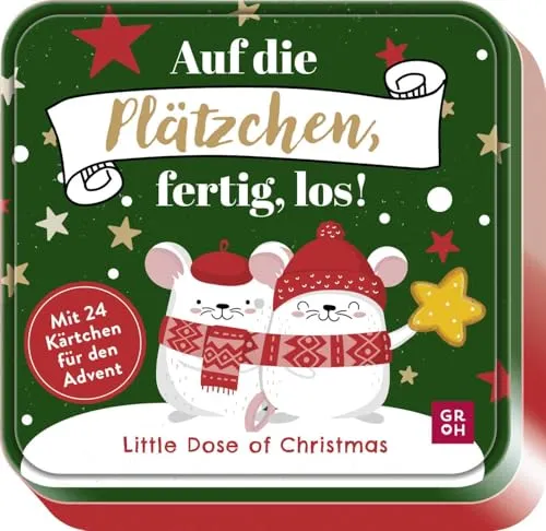 Little Dose of Christmas – Auf die Plätzchen, fertig, los!: Adventskalender-Dose mit 24 Kärtchen voller niedlicher Illustrationen und lustiger Sprüche