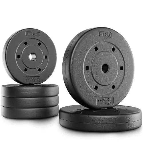 TREX SPORT Hantelscheiben Set 20 kg | Kunststoff Gewichtsscheiben 27 mm