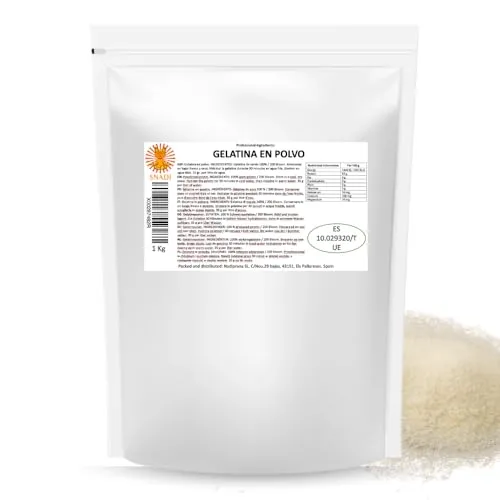 Snadi Gelatine-Pulver, 1 kg, geschmacksneutral, 100 % rein und professionelle Qualität, perfekt für Backwaren, Desserts, Gels, Saucen und herzhafte Zubereitungen, leicht aufzulösen und perfekte Textur