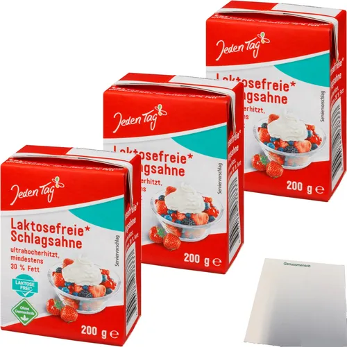 Jeden Tag laktosefreie haltbare Sahne 30% 3er Pack 3x1l Packung usy Block