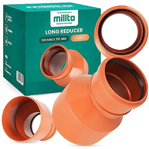 Millto™ Reduzierstück 160x110 mm Orange Rohrreduzierung Reduziermuffe Reduzierung Abwasserrohrreduzierstück Wasserleitungsadapter Abwassersysteme PP Rohrverbinder Rohrverschraubung Reduktion
