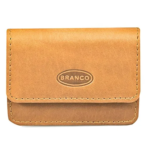 Sehr Kleine Geldbörse, Mini Münzbörse Größe XS, Echt-Leder, für Damen und Herren, Natur-Beige, Branco 108