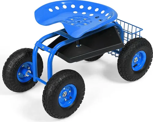 GOPLUS 360° drehbarer Gartensitz mit Rollen und Stauraum – Höhenverstellbarer Gartenrollsitz - Dieser praktische Gartenrollsitz mit stabiler Konstruktion und großer Tragfähigkeit (bis 130 kg) erleichtert die Gartenarbeit. Ergonomisch gestaltet und mit Stauraum für Werkzeuge und Getränke.