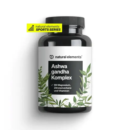 Ashwagandha Komplex 600mg – Hochdosierte 120 Kapseln - Nahrungsergänzungsmittel mit KSM-66, Zitronenverbene, Magnesium und Vitaminen, fördert Stressabbau und Wohlbefinden – vegan und laborgeprüft, in Deutschland produziert.