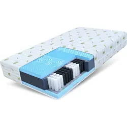 Taschenfederkernmatratze MASSAGE 90x200 cm - 180x200 cm, 7-Zonen für optimalen Schlaf - Matratzen mit 7 Zonen für individuelle Unterstützung, ideal für Allergiker und Paare. Der Aloe Vera Bezug sorgt für antibakterielle Eigenschaften und ist atmungsaktiv.