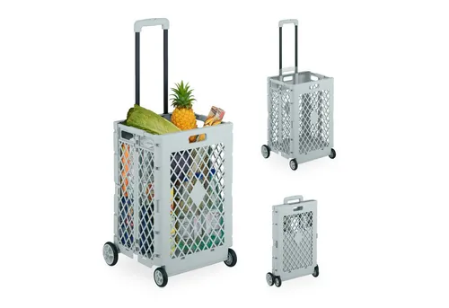 Einkaufstrolley klappbar mit Teleskopgriff - Einkaufsroller aus robustem Kunststoff, faltbar und mit Teleskopgriff für einfachen Transport. Ideal für Einkäufe und Ausflüge.