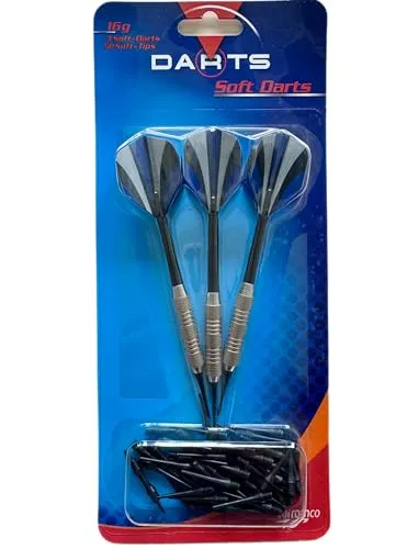 Carromco Dartpfeile, Softdart Set für Dartscheibe, Dart Zubehör, Darts, Dartspitzen aus Kunststoff, 3 hochwertige Softdartpfeile mit 100 zusätzlichen Softdartspitzen