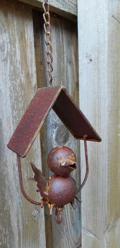 Futterspender Vogel-Futterstelle Vogel m. Dach Meisenknödelhänger Eisen 36 cm