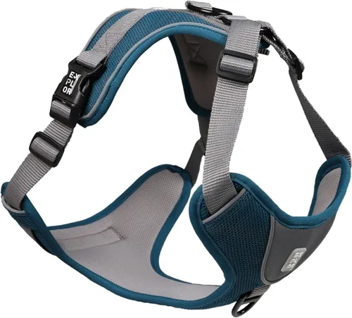 Duvoplus EXPLOR Ultimate Fit No-Pull-Geschirr - petrol blue - XS - Ergonomisches Anti-Zieh-Geschirr für Hunde, ideal für Stadtspaziergänge und Outdoor-Abenteuer. Mit reflektierenden Paspeln für Sicherheit und optimaler Bewegungsfreiheit durch gleichmäßige Druckverteilung.