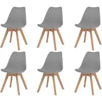 vidaXL Esszimmerstühle 6 Stk. Grau Kunststoff - Esszimmerstühle mit ergonomischem Design und hohem Komfort, ideal für Küche und Esszimmer. Inklusive 6 Stühlen mit robusten Massivholzbeinen und einfacher Montage.
