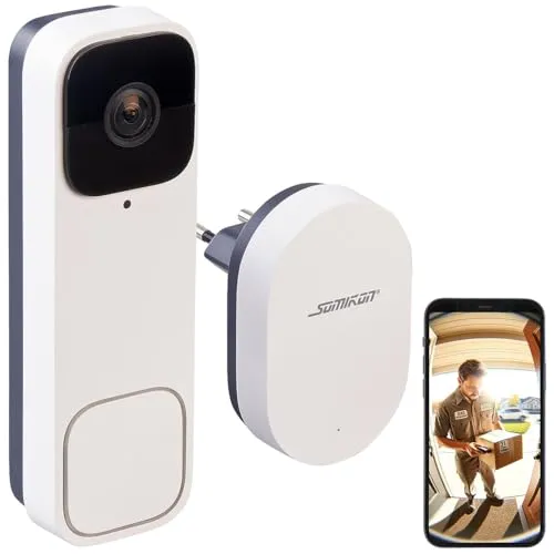 Somikon Klingel mit Kamera: Kabellose WLAN-2K-Video-Türklingel mit KI-Paket-Erkennung