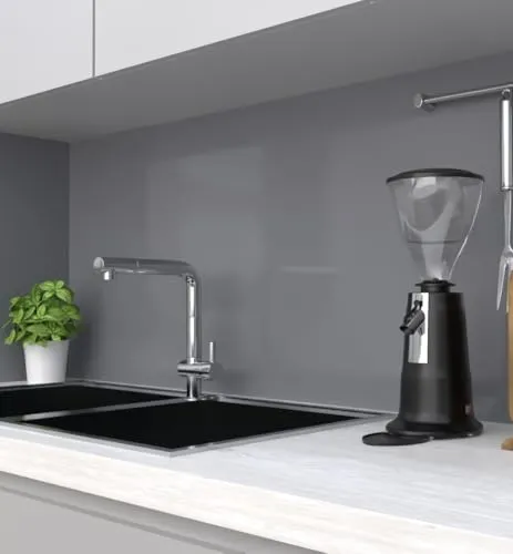 MyMaxxi Küchenrückwand Folie selbstklebend matt - einfache Montage ohne Bohren 0,4mm stark Versteift - Motiv Farbe Mondgrau unifarben 60cm hoch - Spritzschutz Küche Klebefolie einfarbig 400 x 60cm