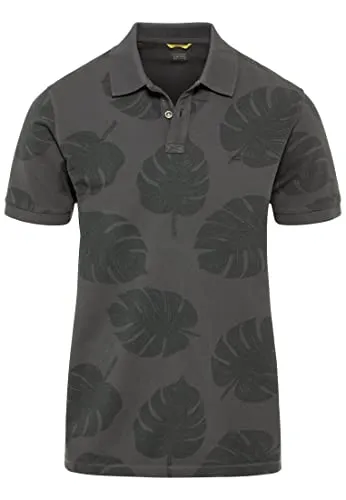 camel active Herren Piqué Poloshirt aus Reiner Baumwolle Dunkelgrau, Menswear-M