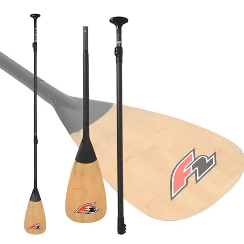 F2 SUP Paddel Bamboo - Carbon 3 teilig Wood 2024/25 - Paddel für Stand-Up Paddling, dreiteilig und verstellbar von 180 bis 220 cm, ultra leichtes Design für kraftsparende Paddelschläge und optimalen Komfort.