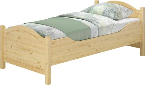 Seniorenbett extra hoch 90x200 aus Massivholz Kiefer - Stabiles Seniorenbett mit höhenverstellbarer Liegefläche für einfaches Aufstehen, ideal für Senioren und als Gästebett geeignet.
