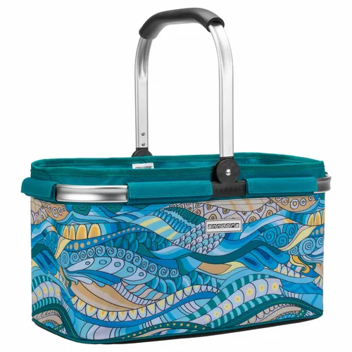 anndora® Einkaufskorb 22 Liter Ocean Blau - Praktischer Picknickkorb mit 22 Litern Kapazität, klappbarem Aluminiumrahmen und stylischem Stoffbezug in Türkis – ideal für Ausflüge und den Einkauf.