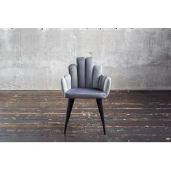 KAWOLA Stuhl FREJA - Eleganter Esszimmerstuhl in Velvet grau - Stühle: Der KAWOLA Stuhl FREJA bietet hohen Sitzkomfort und ein modernes Design mit hochwertigem Velvet-Stoff, perfekt für stilvolle Essbereiche.