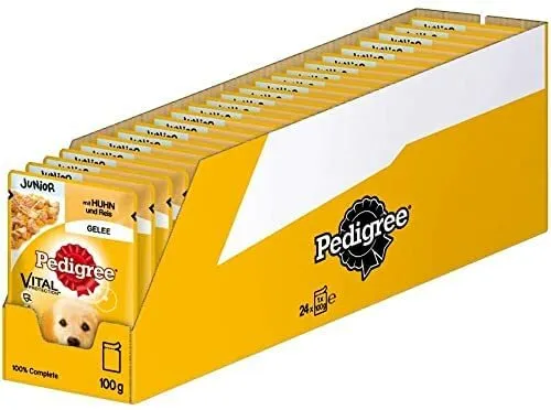 Pedigree Hundefutter Nassfutter Adult in Gelee - 40 Portionsbeutel (40 x 100g), schmackhafte Mahlzeit für gesunde und glückliche Hunde
