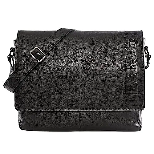 LEABAGS Messenger Bag, Oxford Echtleder Umhängetasche Herren Ständiger Begleiter, Leder Laptoptasche bis 15 Zoll Ausreichend Platz, Umhängetasche mit Schultergurt Begleiter Zur Arbeit