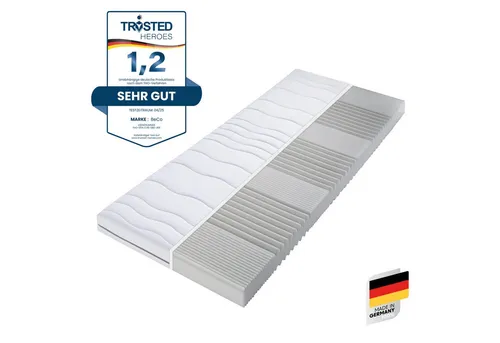 Beco Komfortschaummatratze Selection MF, 90x200 cm - 7-Zonen Matratze für optimalen Schlafkomfort, geeignet für Allergiker und verstellbare Lattenroste, vakuumiert und gerollt geliefert.